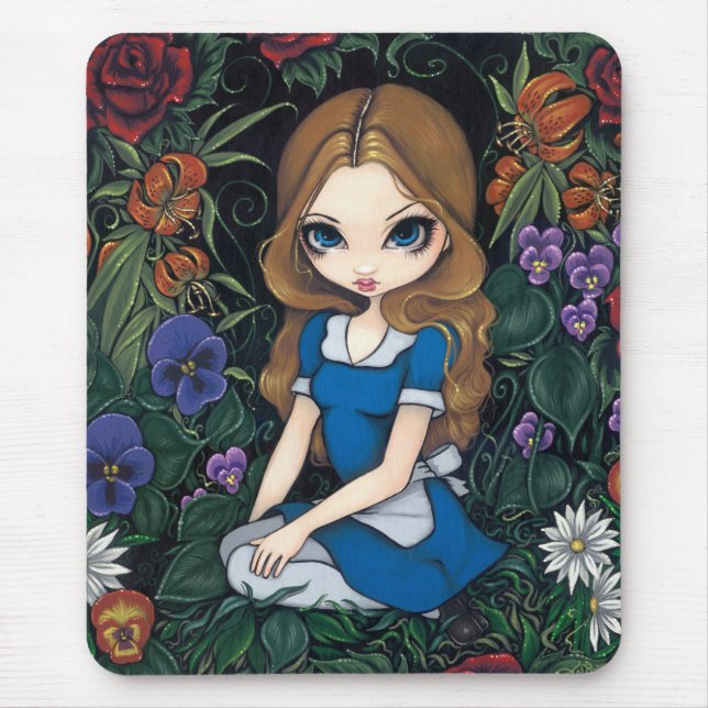 Alfombrilla De Ratón "Alicia y las flores" Mousepad (Frente)