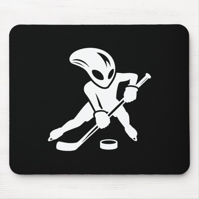 Alfombrilla De Ratón Alien Ice Hockey Player Cool Cartoon  (Frente)