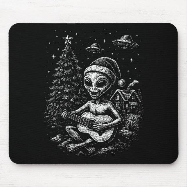 Alfombrilla De Ratón Alienígena Ama la Navidad  (Frente)
