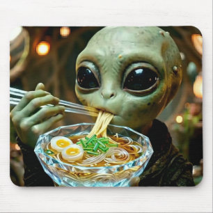 Alfombrilla De Ratón Alienígena divertido comiendo fideos Ramen