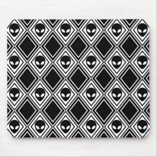 Alfombrilla De Ratón Alienígena en blanco y negro con patrón de argyle