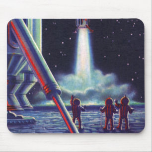 Alfombrilla De Ratón Alienígenas de ciencia ficción vintage saludan a u