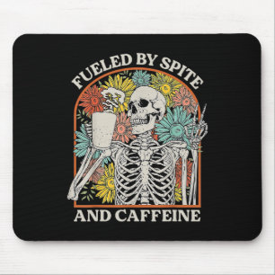 Alfombrilla De Ratón Alimentado Por Spite Y Caffeine Skeleton Halloween