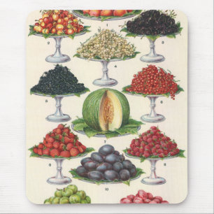 Alfombrilla De Ratón Alimentos Vintage Frutas Variadas en Bandejas para
