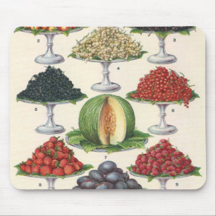 Alfombrilla De Ratón Alimentos Vintage Frutas Variadas en Bandejas para