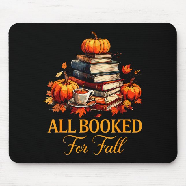 Alfombrilla De Ratón All Booked For Fall Books Coffee Fall Leaves Pumpk (Frente)
