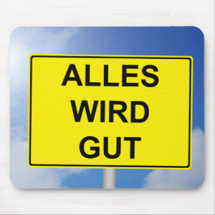 Alfombrilla De Ratón Alles wit Schild mit Himmelhintergrund