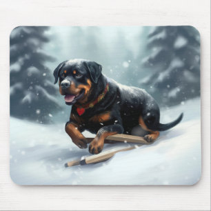 Alfombrilla De Ratón Almohada decorativa de Navidad invierno Rottweiler