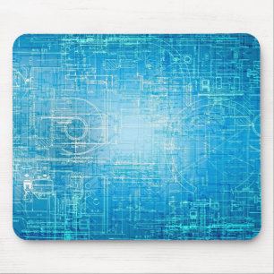 Alfombrilla De Ratón Almohadilla de ratón artístico retro Blueprint