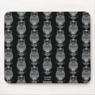 Alfombrilla De Ratón Almohadilla de ratón (búho patrón negro)