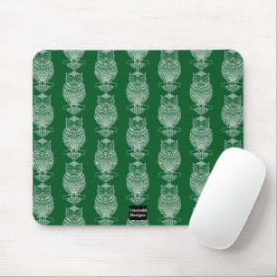 Alfombrilla De Ratón Almohadilla de ratón búho (patrón verde oscuro)