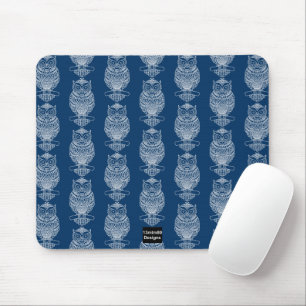 Alfombrilla De Ratón Almohadilla de ratón con búho (patrón azul oscuro)
