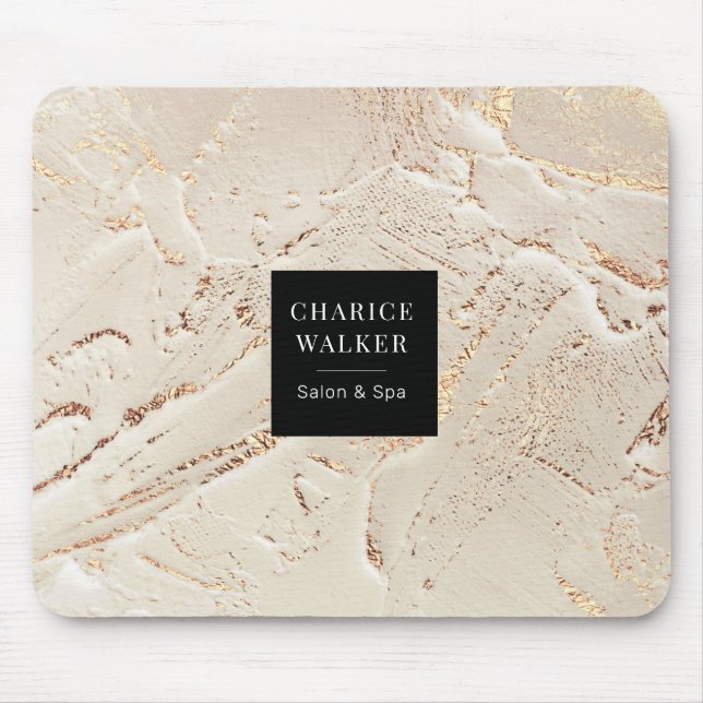 Alfombrilla De Ratón almohadilla de ratón con monograma moderno de oro  (Frente)