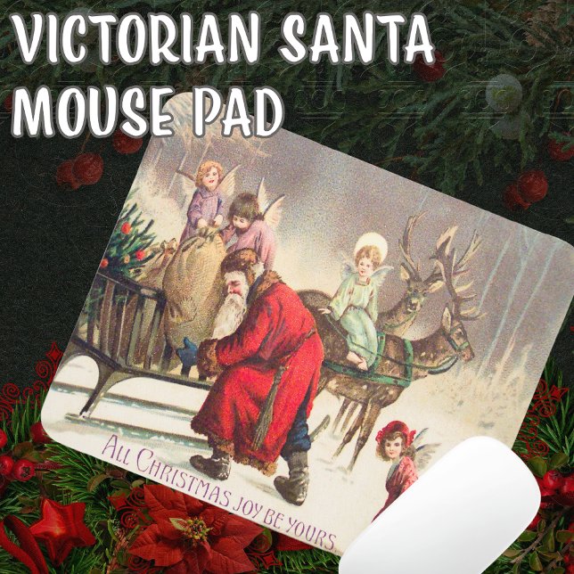 Alfombrilla De Ratón Almohadilla de ratón de escena de Navidades de San (This mouse pad with a Victorian old world Santa and sleigh would make a great office co-worker gift.)