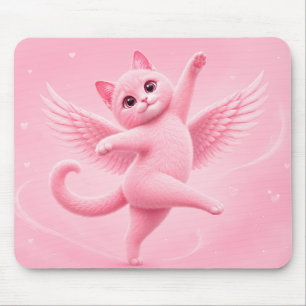 Alfombrilla De Ratón Almohadilla de ratón de gato ángel rosa lindo
