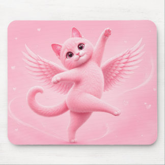 Alfombrilla De Ratón Almohadilla de ratón de gato ángel rosa lindo