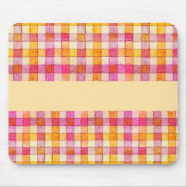 Alfombrilla De Ratón Almohadilla de ratón de gingham rosa y naranja ros
