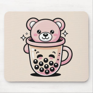 Alfombrilla De Ratón Almohadilla de ratón de oso de burbuja de té Kawai