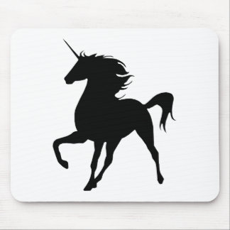 Alfombrilla De Ratón Almohadilla de ratón de silueta de Unicornio negro
