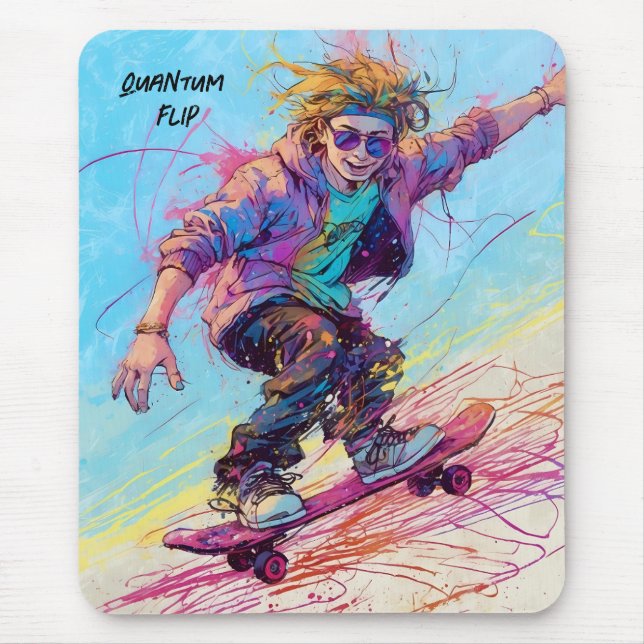Alfombrilla De Ratón almohadilla de ratón de skateboarder de anime abst (Frente)