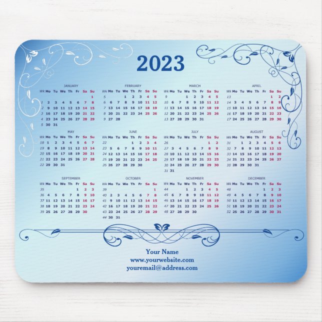 Alfombrilla De Ratón Almohadilla de ratón elegante azul 2023 (Frente)