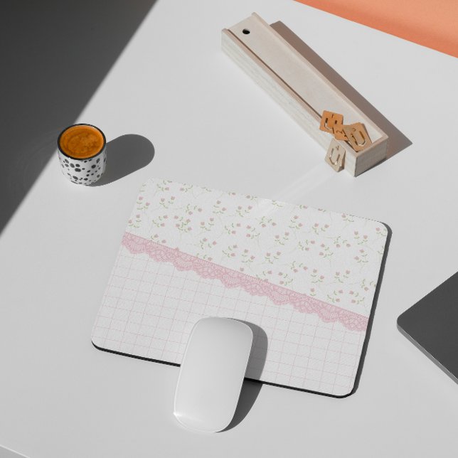 Alfombrilla De Ratón Almohadilla de ratón floral de Coquette rosa (Subido por el creador)