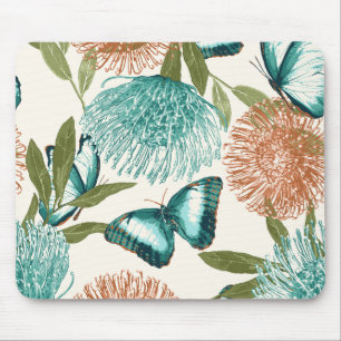 Alfombrilla De Ratón Almohadilla de ratón floral de mariposa