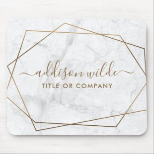Alfombrilla De Ratón Almohadilla de ratón Gold Geométrico White Marble