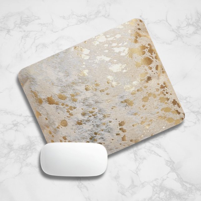 Alfombrilla De Ratón Almohadilla de ratón metálico para Piel de vaca de (gold hide cow skin Gold Cowhide Print Metallic Mouse Pad)