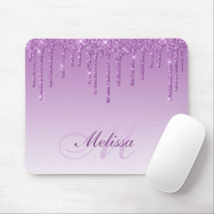 Alfombrilla De Ratón almohadilla de ratón monogramo morado purpurina