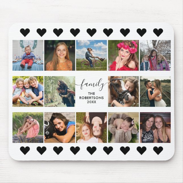 Alfombrilla De Ratón Almohadilla de ratón negro collage de fotos (Frente)