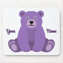 Almohadilla de ratón personalizada de oso púrpura