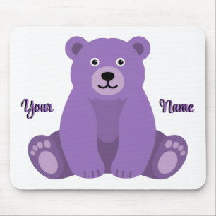 Alfombrilla De Ratón Almohadilla de ratón personalizada de oso púrpura