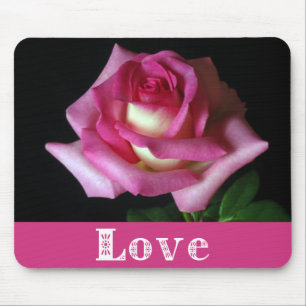 Alfombrilla De Ratón Almohadilla de ratón rosa floral Love Rose