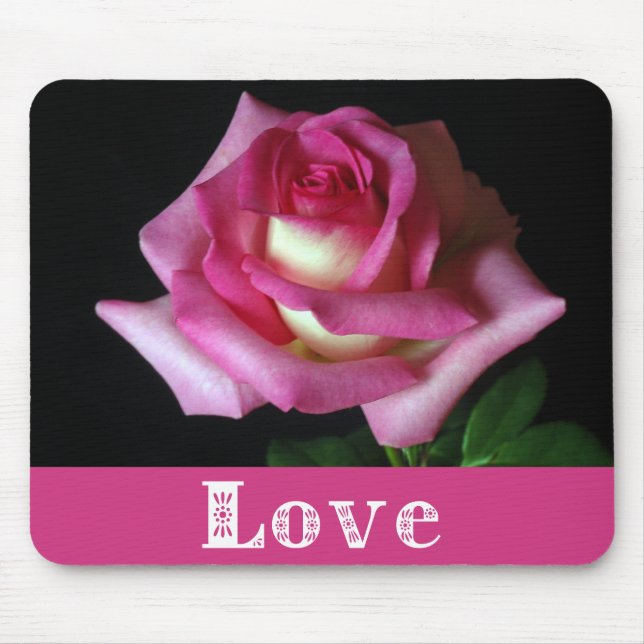 Alfombrilla De Ratón Almohadilla de ratón rosa floral Love Rose (Frente)