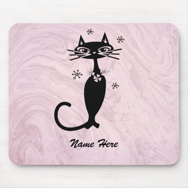 Alfombrilla De Ratón Almohadilla de ratón rosa personalizada para gato  (Frente)