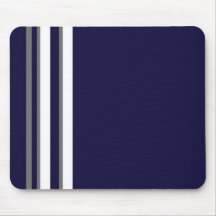 Almohadilla de ratón Sporty Blue Gray & White Stri