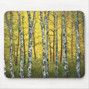 Alfombrilla De Ratón Almohadilla del ratón - Árboles de birch del otoño
