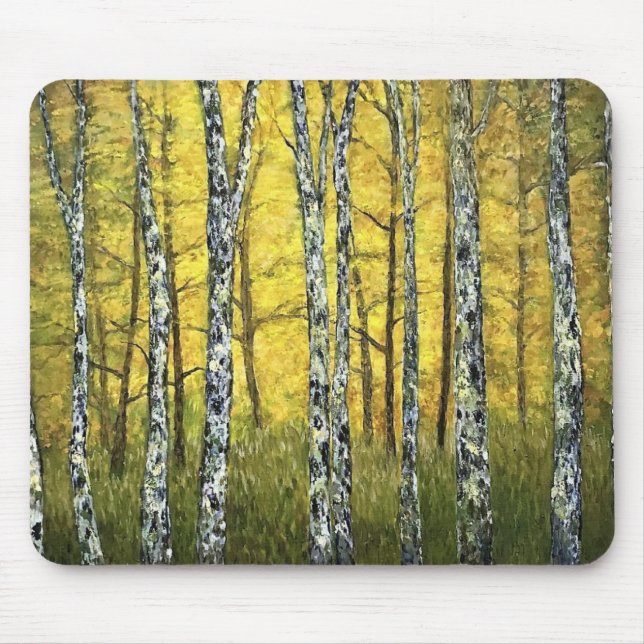 Alfombrilla De Ratón Almohadilla del ratón - Árboles de birch del otoño (Frente)