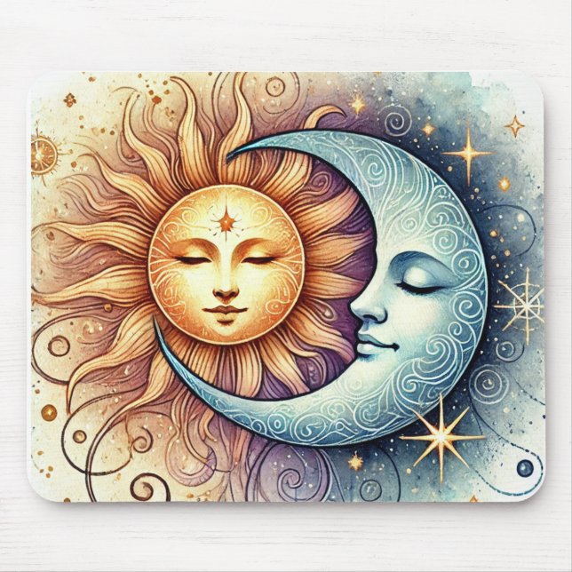 Alfombrilla De Ratón Almohadilla del ratón Celestial Sun y Moon (Frente)