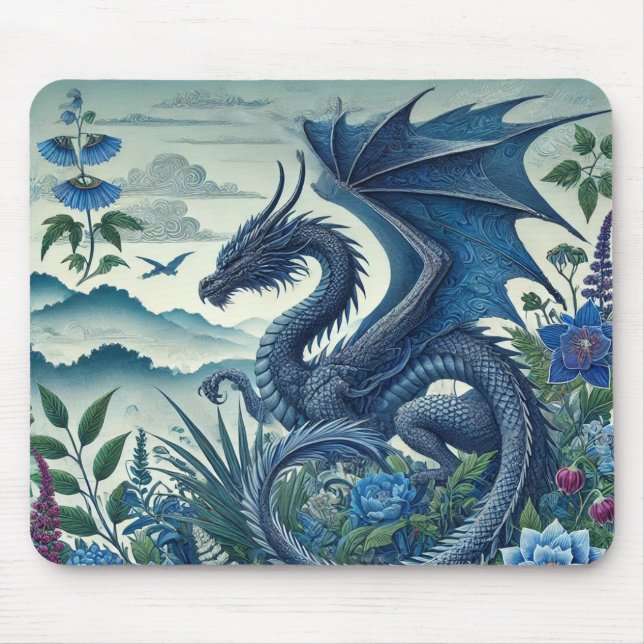 Alfombrilla De Ratón Almohadilla del ratón de Dragon Azul | Escritorio  (Frente)