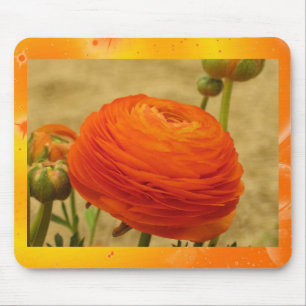 Alfombrilla De Ratón Almohadilla del ratón de flor naranja