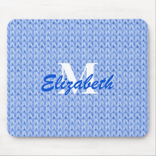 Alfombrilla De Ratón Almohadilla del ratón de punto azul con iniciales