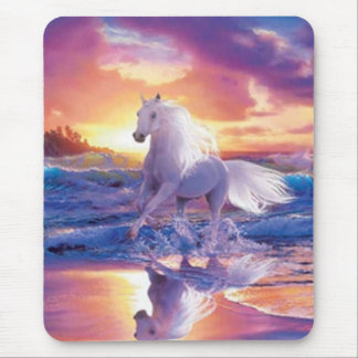 Alfombrilla De Ratón Almohadilla del ratón de Stallion blanco