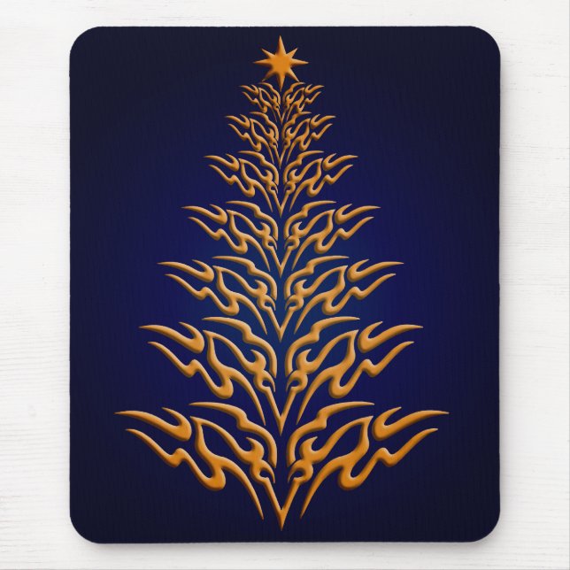 Alfombrilla De Ratón Almohadilla del ratón del árbol de Navidad azul (Frente)