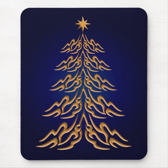 Alfombrilla De Ratón Almohadilla del ratón del árbol de Navidad azul (Frente)