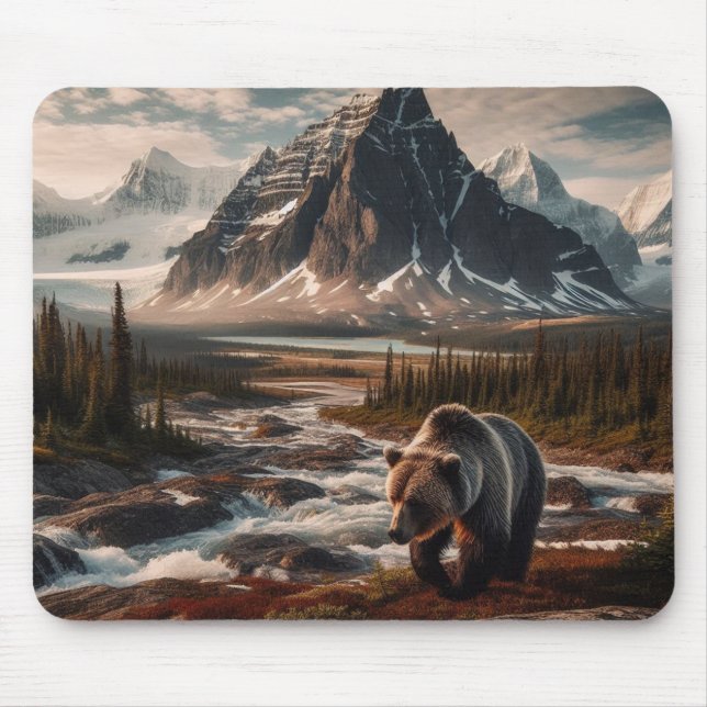 Alfombrilla De Ratón Almohadilla del ratón del oso grizzy (Frente)