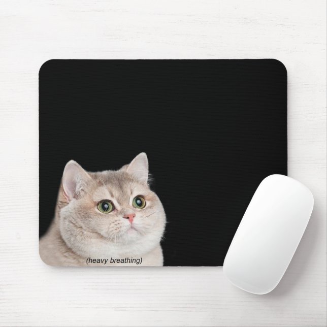Alfombrilla De Ratón Almohadilla del ratón Meme del gato para respirar  (Con ratón)