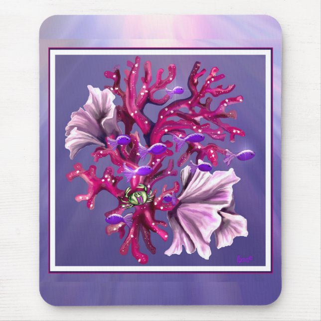 Alfombrilla De Ratón Almohadilla del ratón morado de sirena oceánica (Frente)