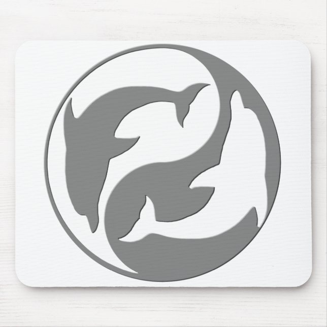 Alfombrilla De Ratón Almohadilla del ratón para delfines yang gris y bl (Frente)